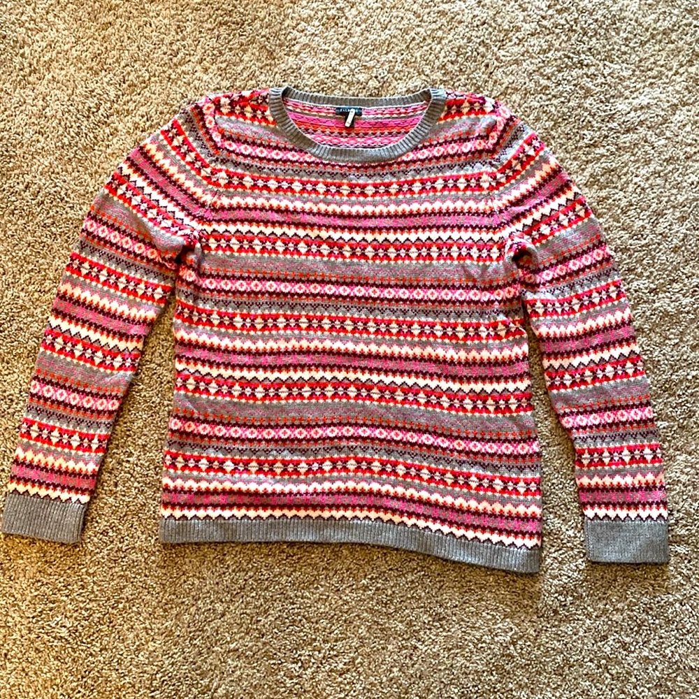 Talbots multi-colored wool and nylon knit sweater. Crew neck. Medium.
